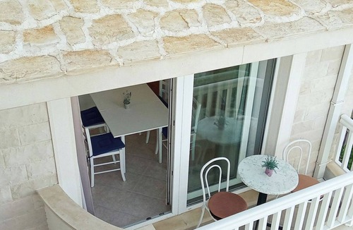 Baska Voda Apartment | Fantastic large covered sea view terrace - 3 min. walk to beach and center