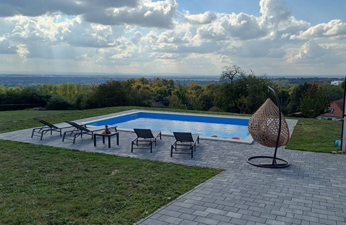 Popovaca House | Home with pool and terrace in Moslavina amid vineyards and Lonjsko Polje.