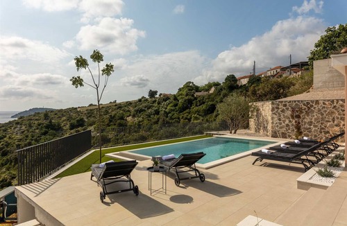 Dvornica Villa | Your Seaview Haven for 8 with Saltwater Pool, close to beaches