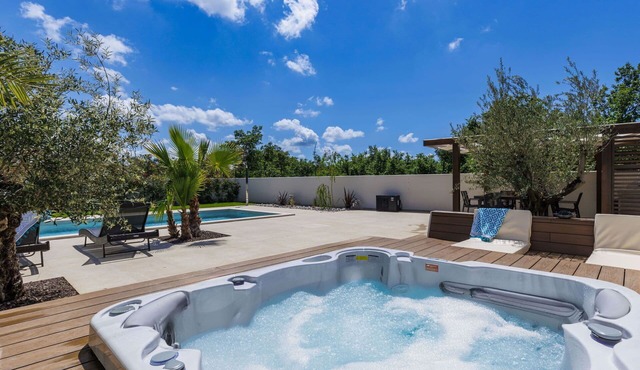 Beautiful private villa for 6 guests with A/C, hot tub, WIFI, private pool, TV and terrace in Umag