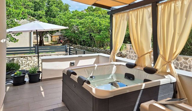 Wonderful private villa for 2 guests with internet, hot tub, A/C, terrace and pets allowed in Vodice